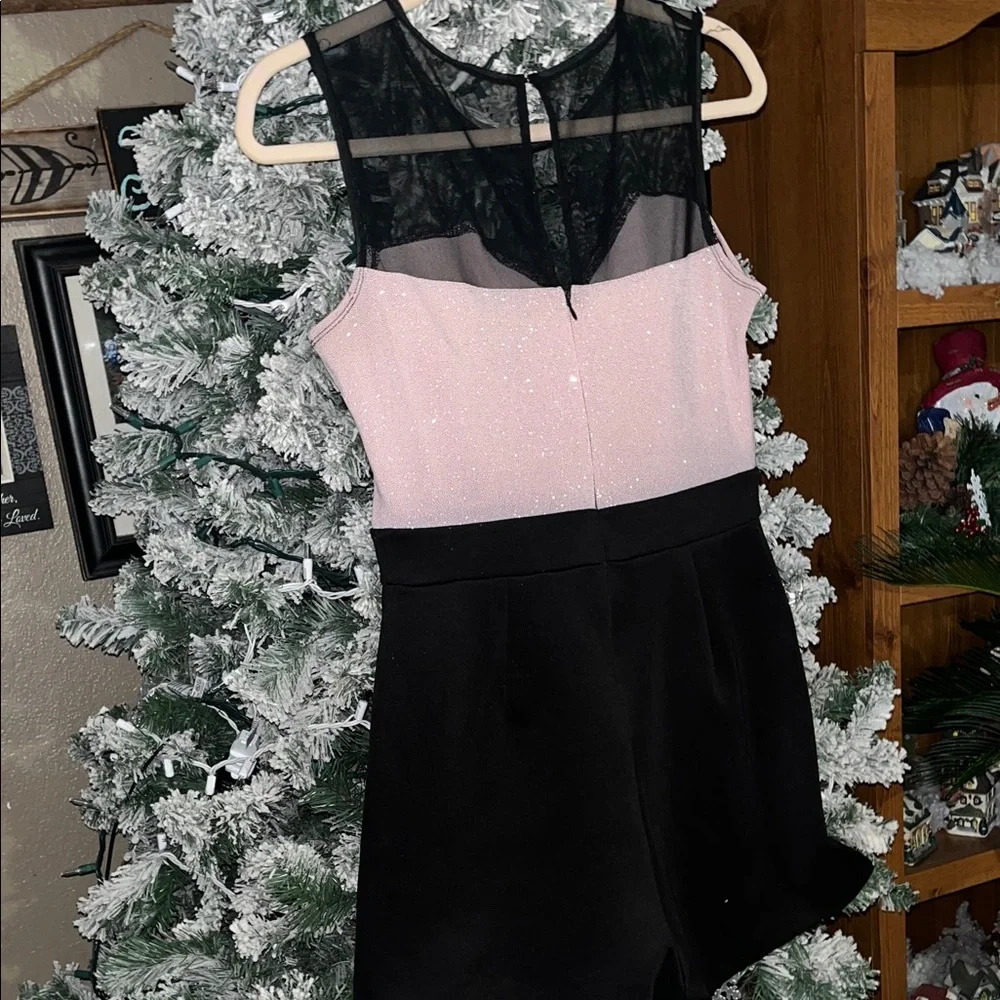 Black and tanish pink Sleeveless Romper by Enfocus Studio - Picture 12 of 13